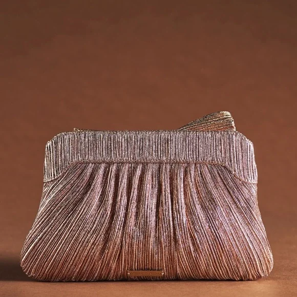 Loeffler Randall Anthropologie Dune Rose Gold Rayne Bow Clutch Bag Purse - Picture 2 of 3